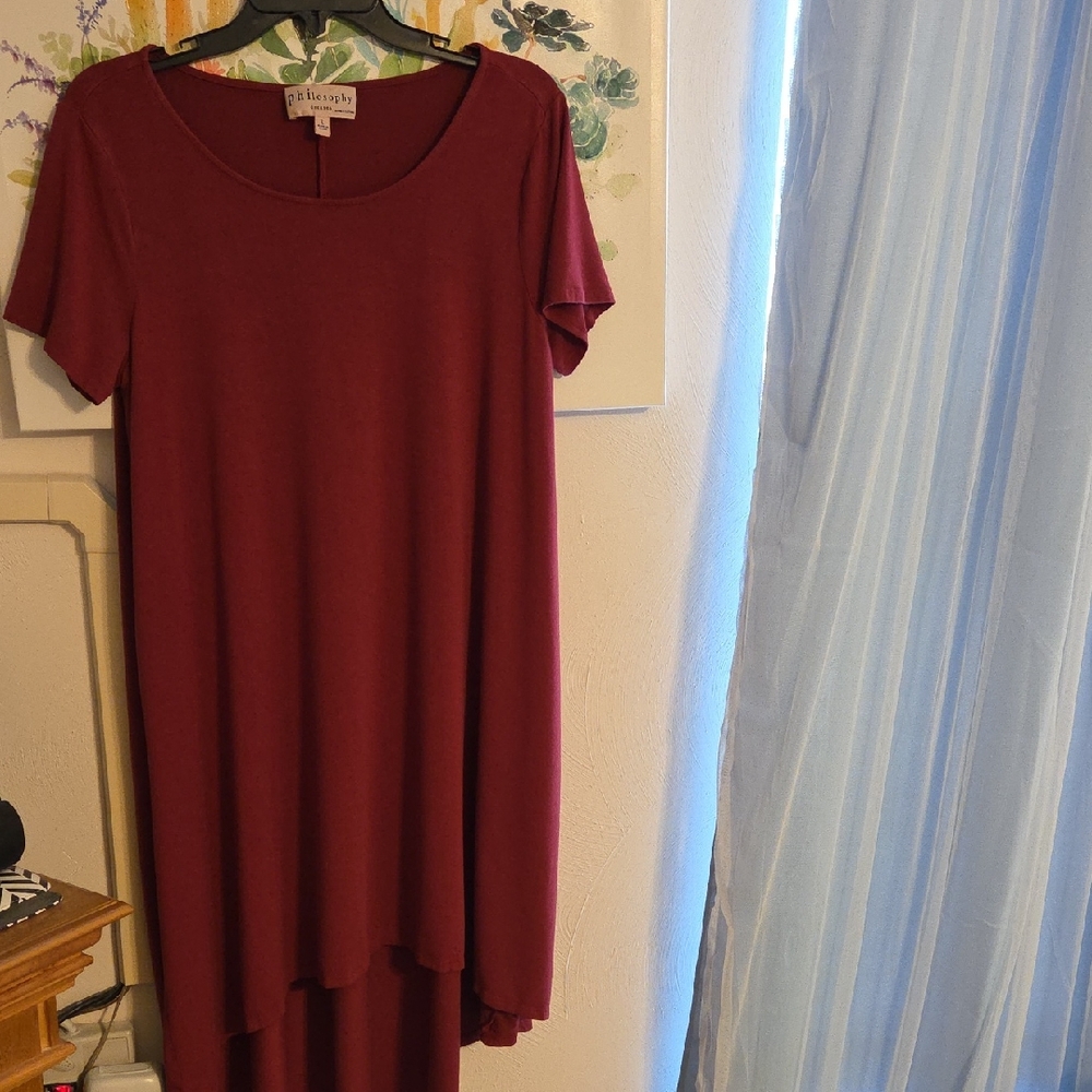 Philosophy High Low Dress in Burgundy